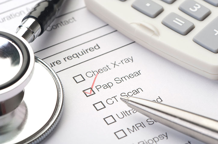 Medical chart, pap smear ticked